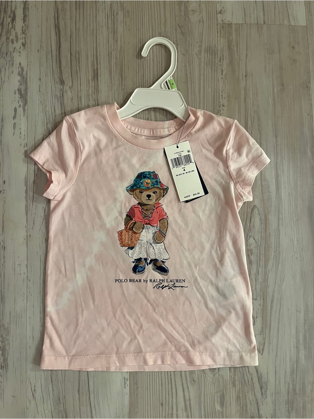 Ralph Lauren Kids Pink Polo Bear Graphic Tee Size 4 NWT